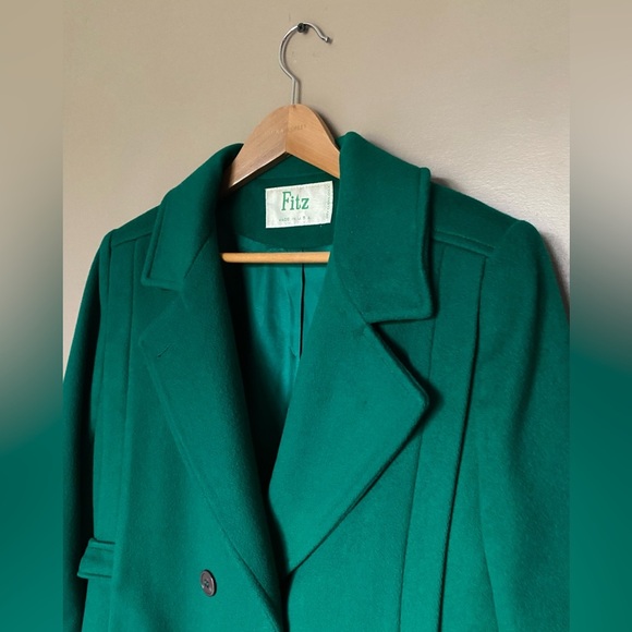 FITZ vintage wool womens peacoat kelly green union rare classy preppy 60s sz 8 - Picture 6 of 16